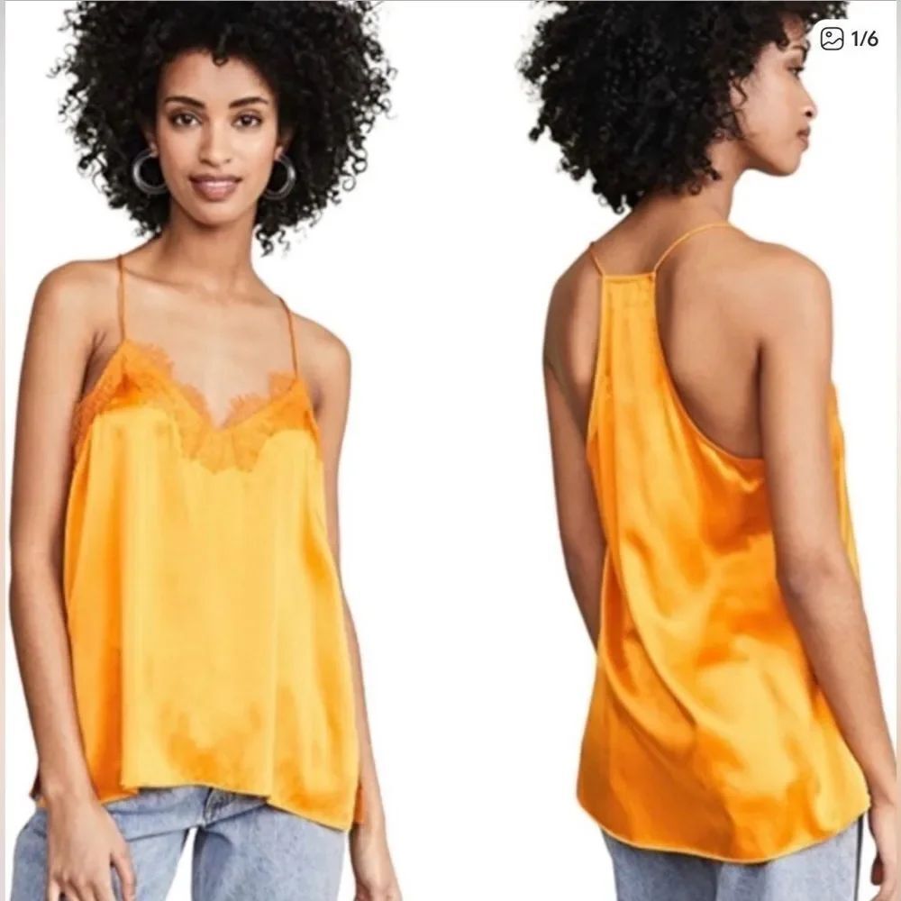 CAMI NYC The Racer Charmeuse Cami in Marigold yellow size S
